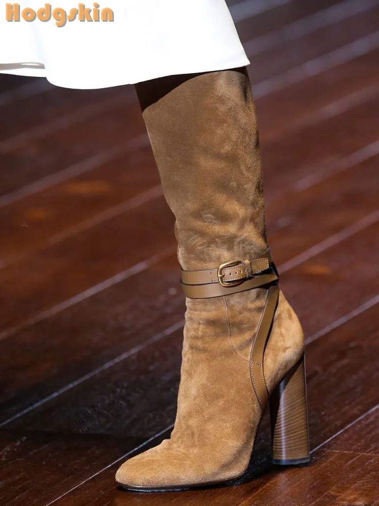Retro Buckle Straps Boots Sued - огляд і ціна Sewing Zipper