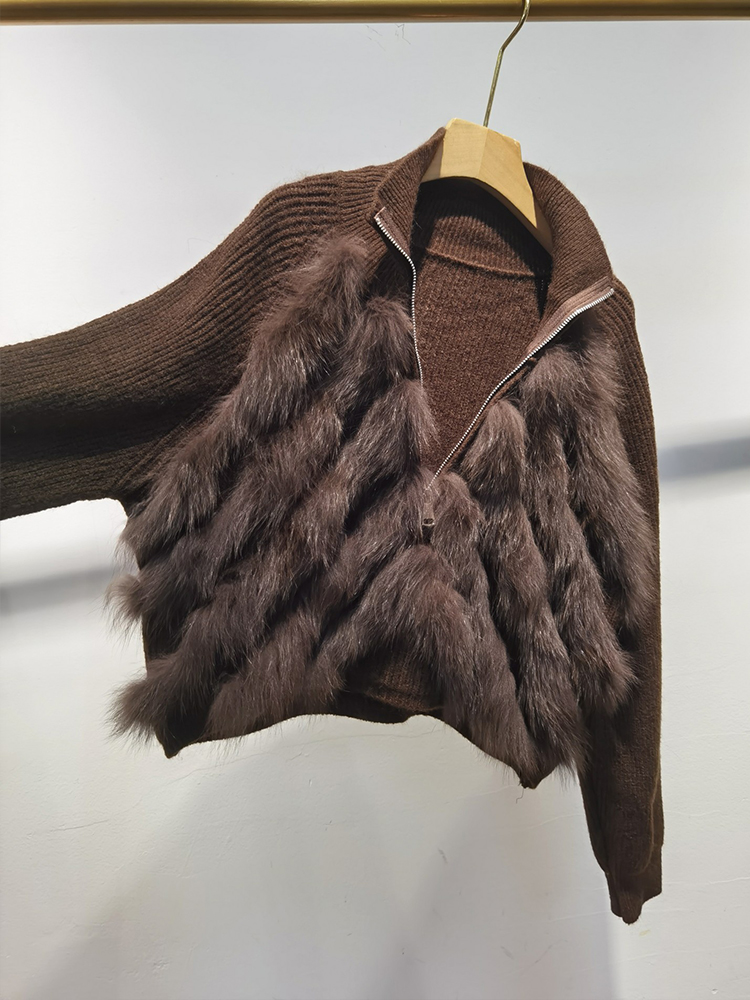 Women Real Fox Fur Coat Sweate - огляд і ціна Sewing V