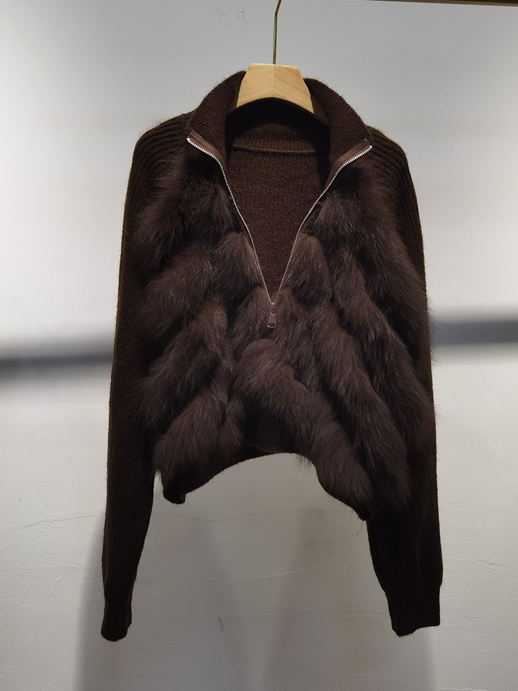 Women Real Fox Fur Coat Sweate - огляд і ціна Sewing V