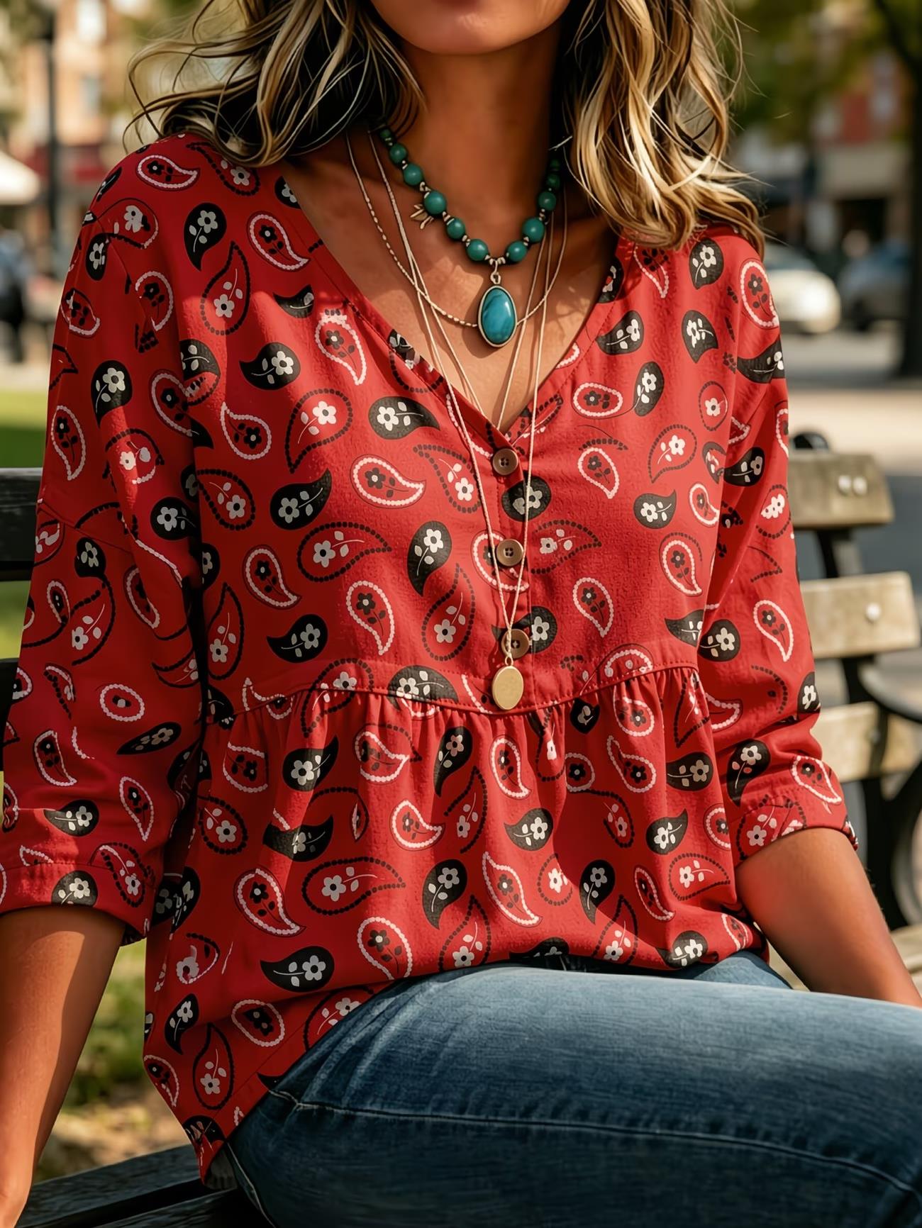 Women's Red Tiny Floral Paisle - огляд і ціна Sewing V